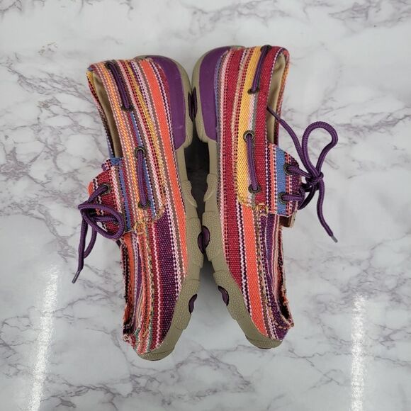 Twisted X Serape Purple Canvas Boat Shoe Driving Moccasins LIKE NEW - Picture 4 of 9